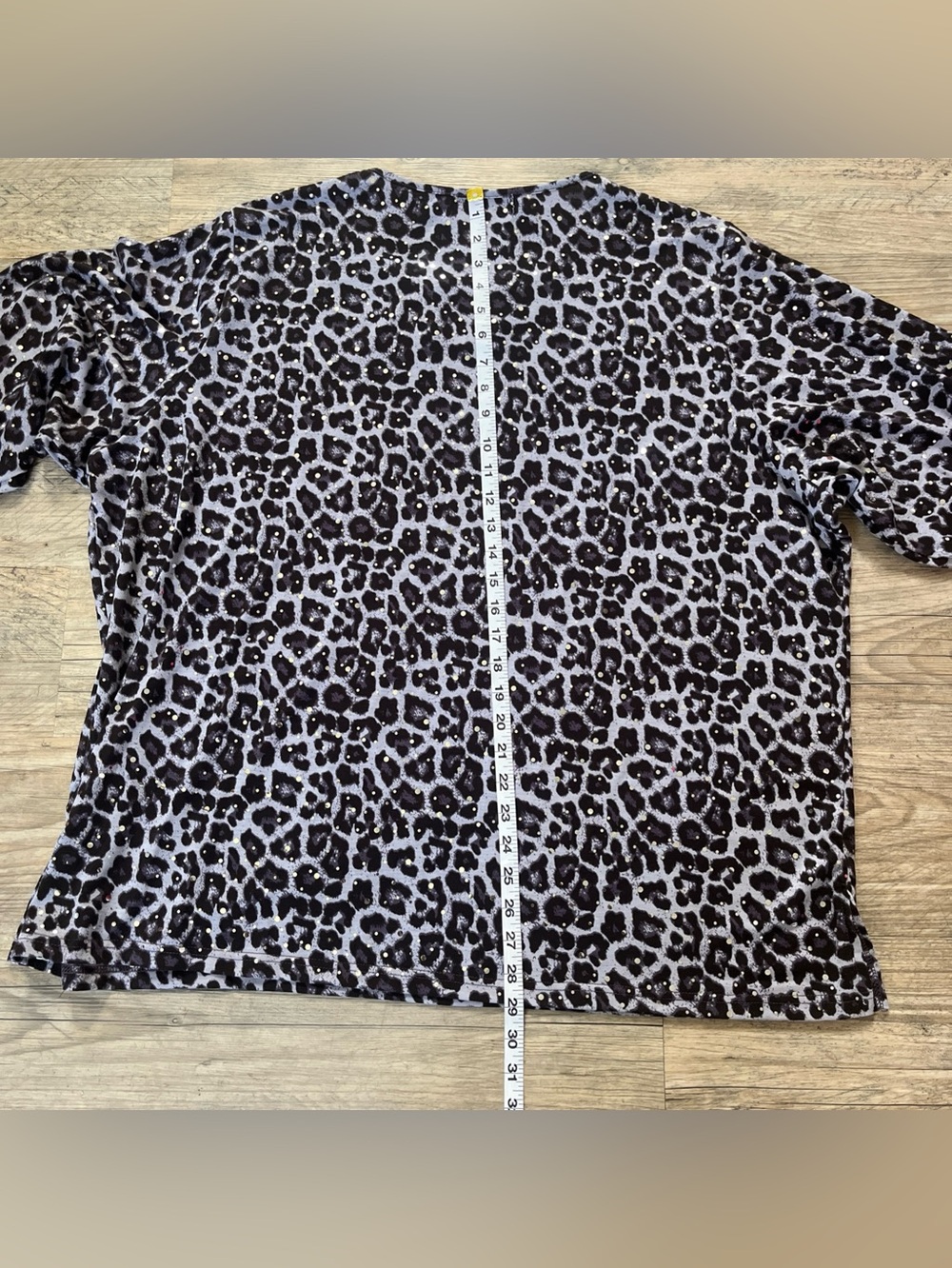 New Cathy Daniels 3X Leopard Print Sequin Blouse Keyhole Accent 3/4 Sleeve Top - Picture 11 of 11